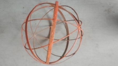 Mid Century Metal Art Sphere Ball Decor 15"
