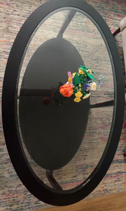 Oval Coffee Table – Glass Top + Wood Frame | 50x31x20