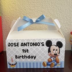 Baby Mickey 1st  birthday candy treat boxes