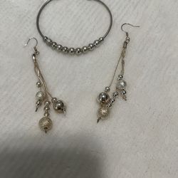 Dangly Earrings And Bracelet Set