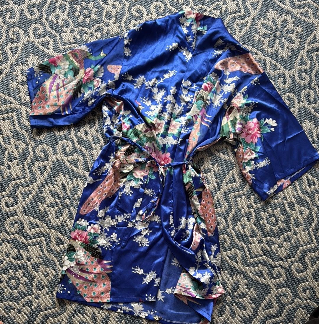  Floral Silk Kimono Robe