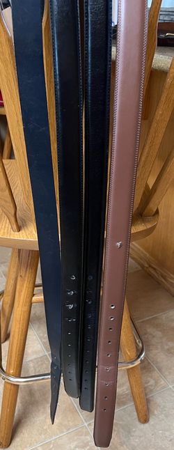 MEN’S LEATHER BELTS, LOT OF EIGHT, EXTRA LARGE