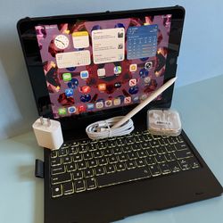 Apple IPad 9th Generation (10.2” Retina /Touch ID /IOS 18/ 2021 Model) 64GB with Pen, Keyboard  & Accessories 