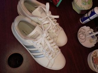 Adidas White Low-Top Sneakers with Silver Stripes