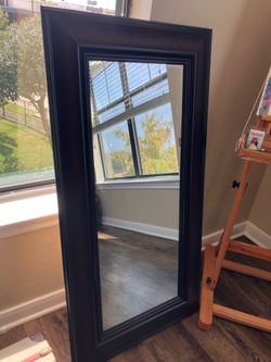 Large Dark Wood Framed Floor Mirror