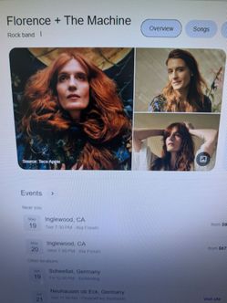 Florence and the Machine_____Great Seats! ____ Next to Stage! ____May 19th