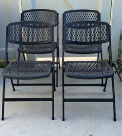 Set of 4 Modern Black Folding Chairs