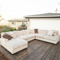 Free Delivery! Beige Tan Light Brown Sectional Couch Sofa Chaise Foot Rest Ashley Furniture