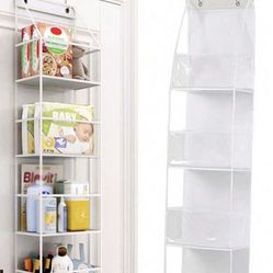 1pc 4 Layer Over The Door Hanging Organizer,Cosmetics Wall Hanging Storage Organizer ,High Capacity White Holder With Clear Windows ,For Nursery Bathr