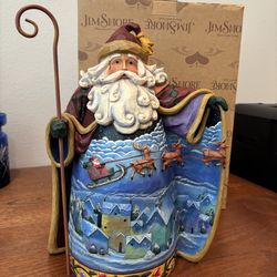 Jim Shore Santa w/Reindeer Open Coat 0000831 “Fly Away, Tiny Sleigh” 2007