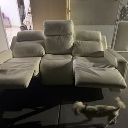 White Recliner 3 Seater Sofa 