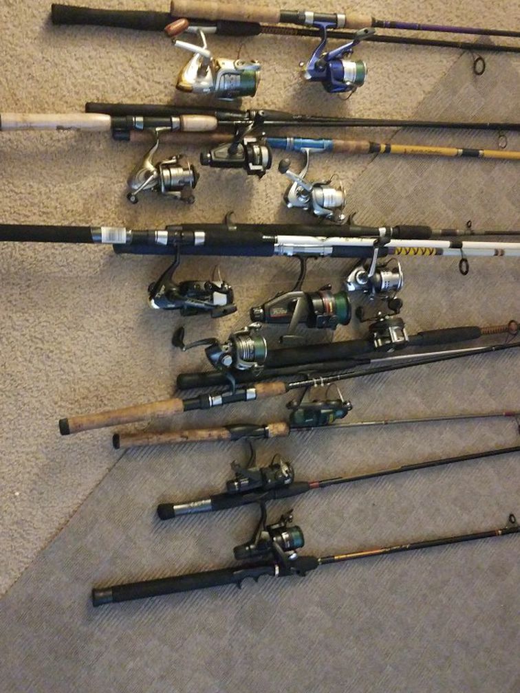 13 FISHING POLES & REEL Combos and 4 Extra Poles