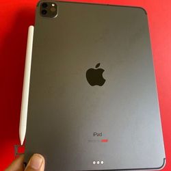 Apple IPad Pro 11” (2020 / Liquid Retina / Face ID) 128GB WiFi + Cellular (LTE/Unlocked) with Pen, Keyboard & Accessories