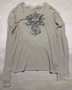 Hurley Beige Men’s XL Long Sleeve Skull Shirt Rare!
