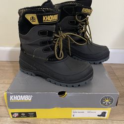 Khombu Snow Winter Boots Gray/ Yellow Sz 5 Youth or 7 Women