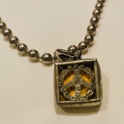 Jewel Kade Peace Rhinestone Charm Necklace