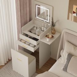 Vanity With Mirror And Stool
