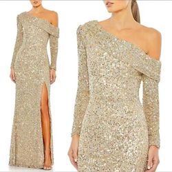 Mac Duggal Sequined Drape Gown
