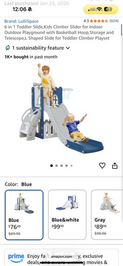 New LulliSpace 6 in 1 Toddler Slide,Kids Climber Slider for Indoor Outdoor Playground with Basketball Hoop,Storage and Telescope,L Shaped Slide for To