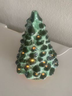 Green Ceramic Light-Up Christmas Tree