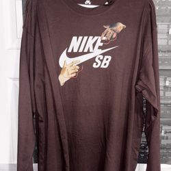 BRAND NWT NIKE SB MEN Large LONG SLEEVE SHIRT BROWN NEW