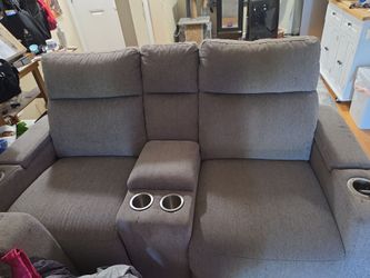 reclining couch, built in cooler.