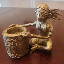 Vintage Solid Brass Candlestick Holder Dhokra Art Decorative Tealight or Votive