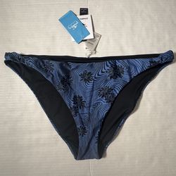 NWT  Oneil  Sunset Cheeky Bottoms  Hipster Bikini  Medium Coverage Twist End  Blue  Women  Size 2XL