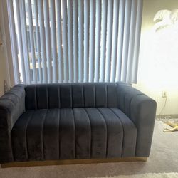 Velvet Tuxedo Sofa & Love Seat
