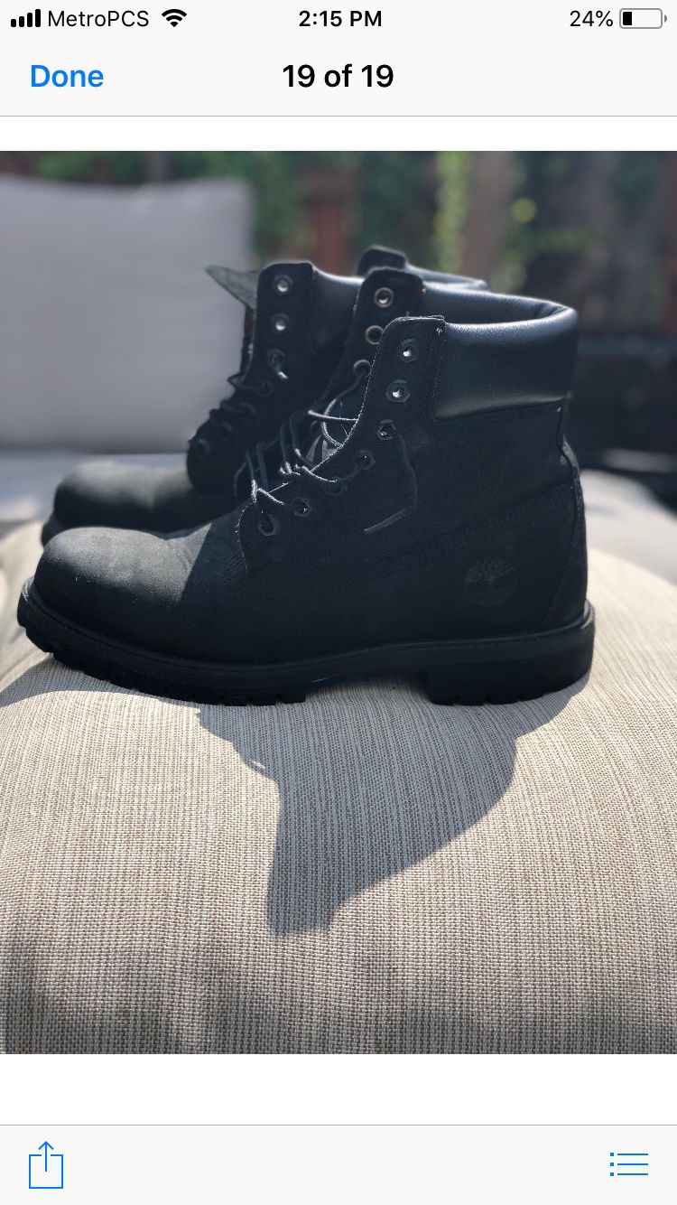 All black timberlands size 8