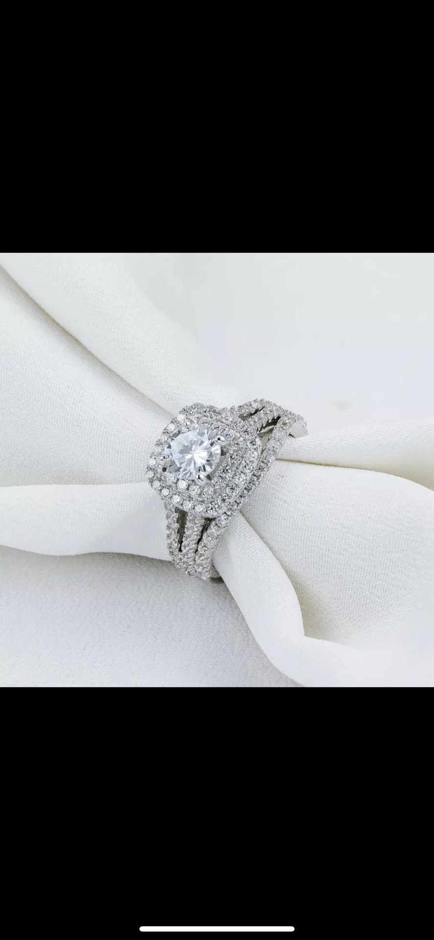 925 Engagement ring with wedding band