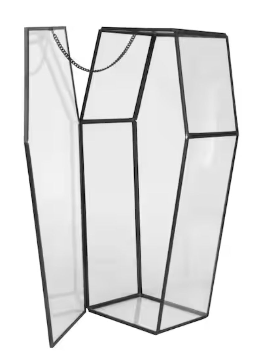 Glass Coffin Terrarium 11.5 Inches For Halloween