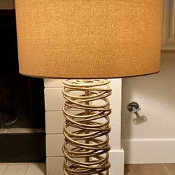 TWO Uttermost Amarey Coil Lamps With Linen Shades