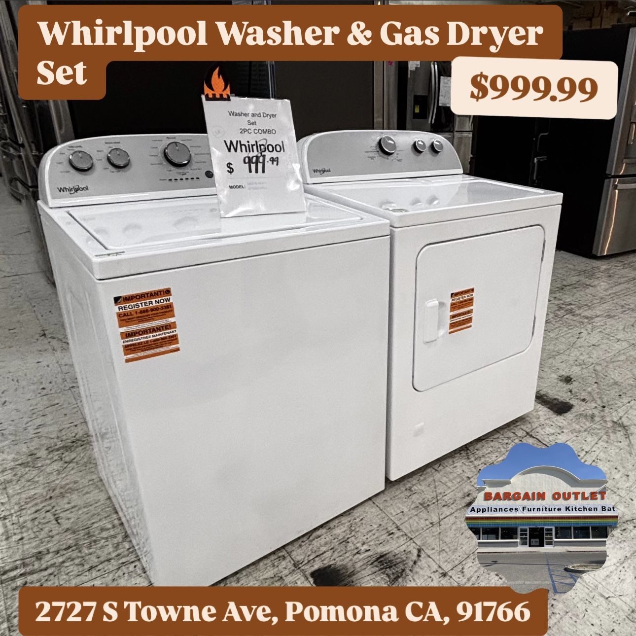 Whirlpool Washer And Gas Dryer Set