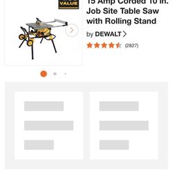 DEWALT 10-in 15 -Amp Portable Jobsite Table Saw with Foldable Rolling Stand