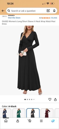 OUGES Women’s V-Neck Wrap Waist Maxi Dress – New, XL