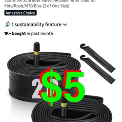 2 Pack 20"x1.75/1.95/2.10/2.125 Bicycle Tube with 2 Tire Levers, with 32mm AV Schrader Valve, Reliable Inner Tube for Kids/Road/MTB Bike (2 of One Siz