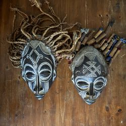 Hand Carved African Chokwe Masks