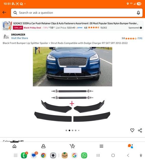 Dodge Charger 2012- 2022 Front Splitter With Support Struts