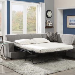 Tess L-shape Sleeper Sectional Grey- finance options available.