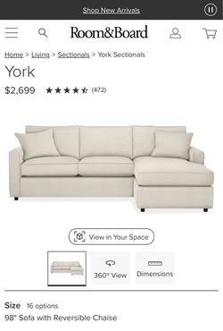 ✨ **FOR SALE: Room & Board York Sectional Sofa!** ✨