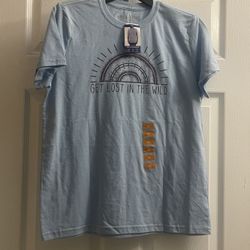 Brand New Ladies Reel Life Powder Blue Graphic Tee Size M
