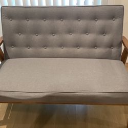 Gray And Wood Loveseat Sofa/Couch