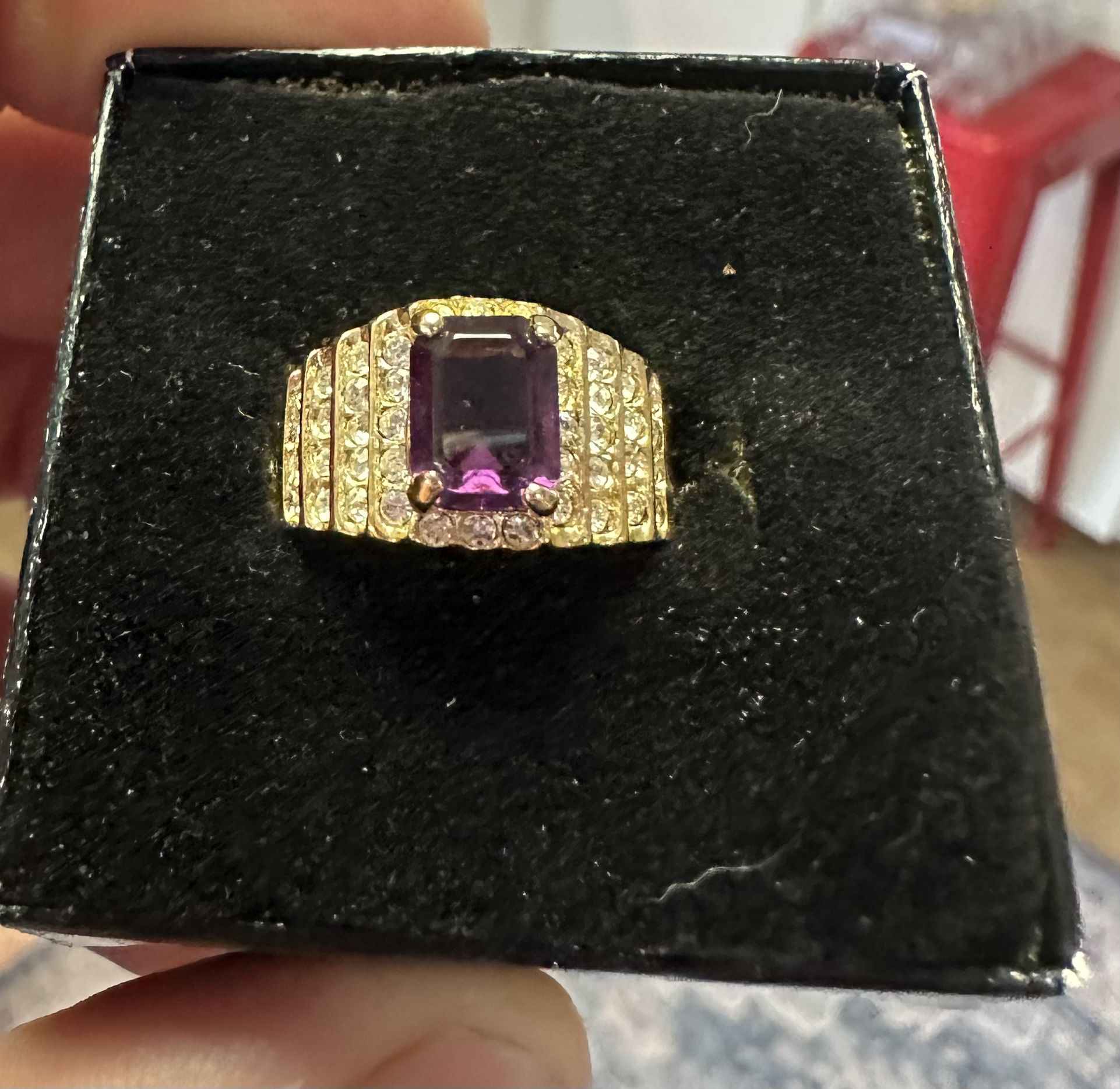 Vintage 14k Gold Plated Amethyst Ring