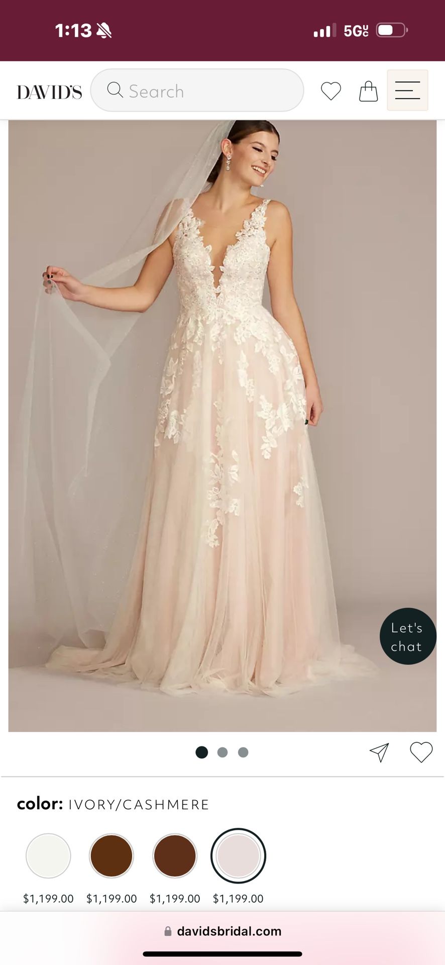 Oleg Cassini Illusion Plunge V Neck Lace Wedding Dress Size 24
