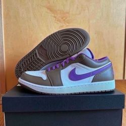 Air Jordan 1 Low Purple Mocha Palomino Wild Berry White 553558-215 Men's Size 12 Brand New
