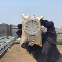 VVS D Color Moissanite Two-Tone AP Iced Out Custom Bustdown  Watch | Heavy Shine W Box + Papers Included Best Price 