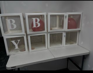 White Baby Shower Boxes lights included