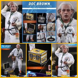 1/6 Hot Toys Doc Brown Deluxe BTTF MMS610 Back To The Future Figure