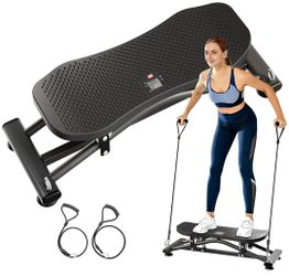 ZCMHAXJ Balance Board for Adults, Ski Machine Exercise Equipment with Resistance Bands, Rock Stepper Featuring LCD Monitor, Portable Wobble Board or F